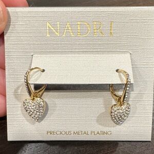 Nadri Gold and Silver Heart Earrings